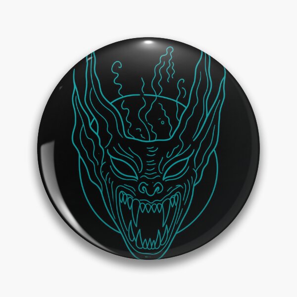 Item preview, Gothic Demon Mask Tattoo - Cyan Ink Linework designed and sold by Ideniquo.