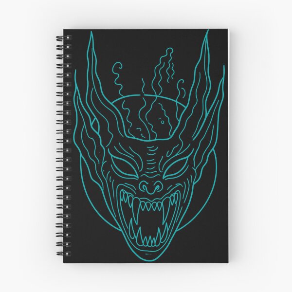 Item preview, Gothic Demon Mask Tattoo - Cyan Ink Linework designed and sold by Ideniquo.