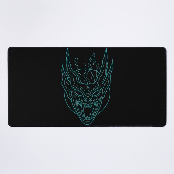 Item preview, Gothic Demon Mask Tattoo - Cyan Ink Linework designed and sold by Ideniquo.
