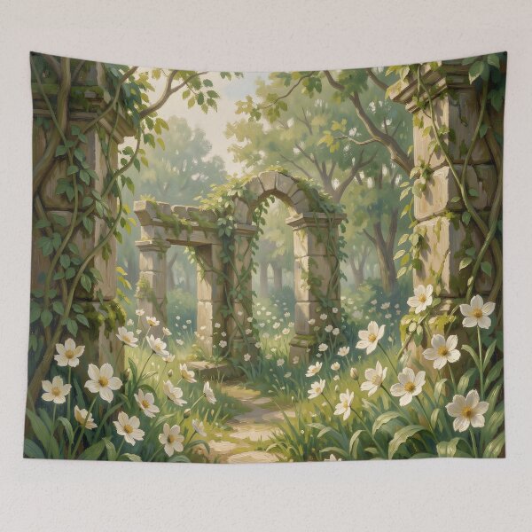 Item preview, Forest Landscape with White Flowers and Ivy designed and sold by Vicky Brago-Mitchell®.