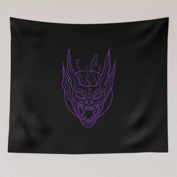 Item preview, Gothic Demon Mask Tattoo - Purple Ink Linework designed and sold by Ideniquo.