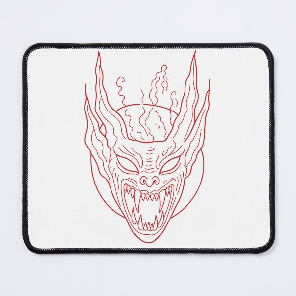 Item preview, Gothic Demon Mask Tattoo - Red Ink Linework designed and sold by Ideniquo.