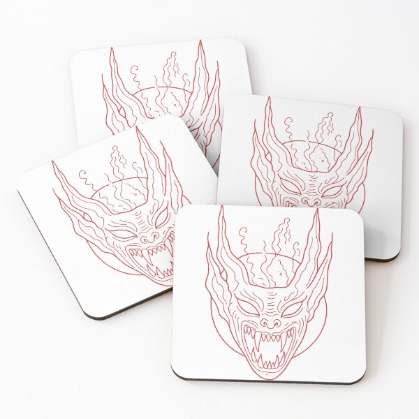 Item preview, Gothic Demon Mask Tattoo - Red Ink Linework designed and sold by Ideniquo.