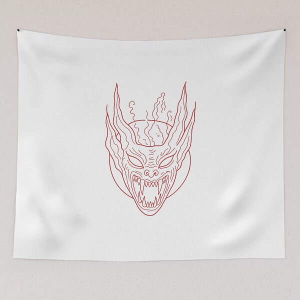Item preview, Gothic Demon Mask Tattoo - Red Ink Linework designed and sold by Ideniquo.