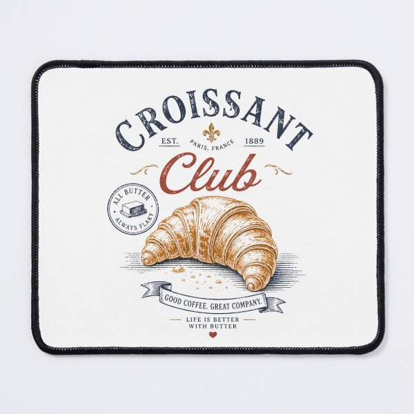 Item preview, Vintage Croissant Club French Bakery Retro Pastry Breakfast Design designed and sold by Sixtinebzh.
