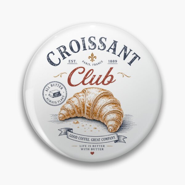 Item preview, Vintage Croissant Club French Bakery Retro Pastry Breakfast Design designed and sold by Sixtinebzh.
