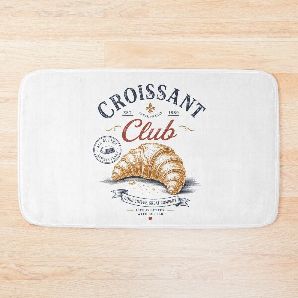 Item preview, Vintage Croissant Club French Bakery Retro Pastry Breakfast Design designed and sold by Sixtinebzh.