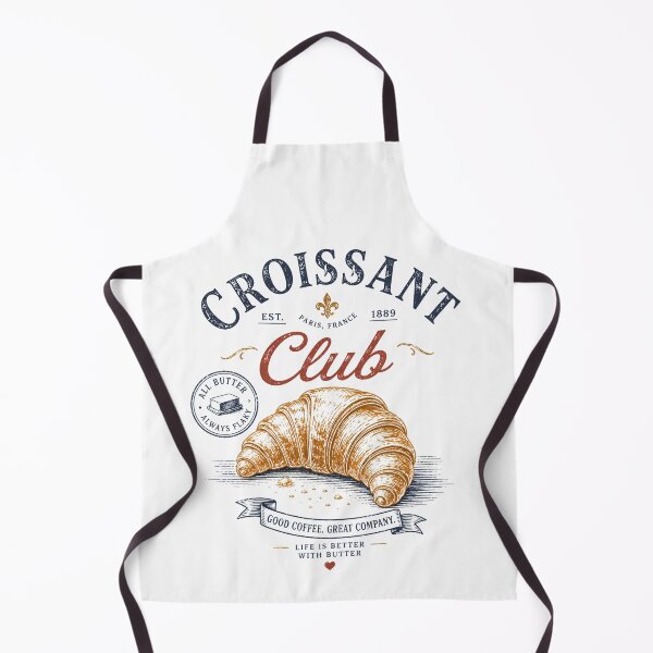 Item preview, Vintage Croissant Club French Bakery Retro Pastry Breakfast Design designed and sold by Sixtinebzh.