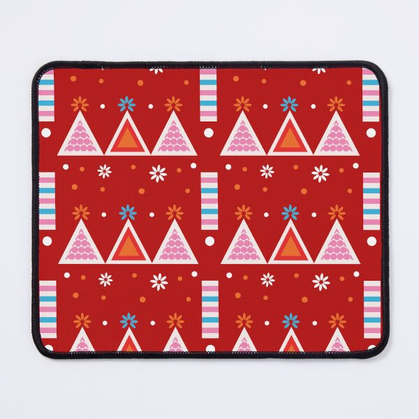 Item preview, Modern Red Geometric Pattern with Floral Accents designed and sold by CHANCHANAI.