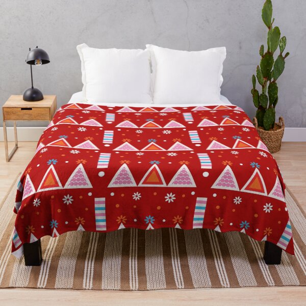 Item preview, Modern Red Geometric Pattern with Floral Accents designed and sold by CHANCHANAI.
