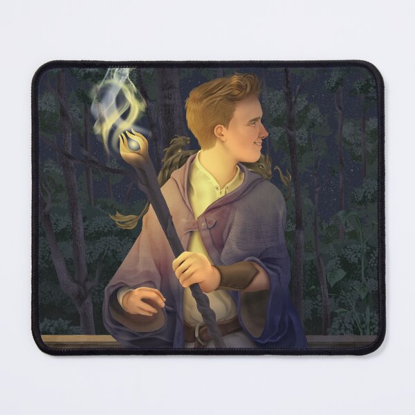 Item preview, Wizard with Magic Staff and Cat Dragons (night) designed and sold by JaybirdArtCreations.