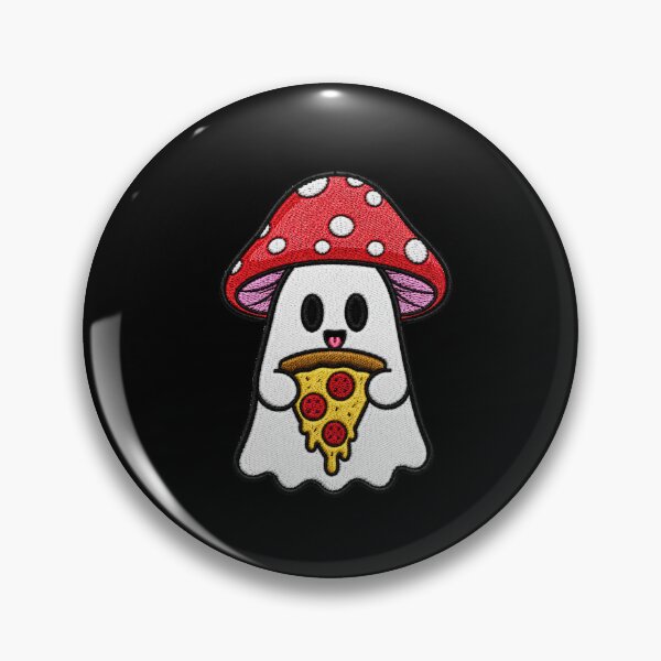 Item preview, Cute Ghost Eating Pizza Kawaii Embroidery Patch Design Mushroom Boo designed and sold by ColorSplash123.