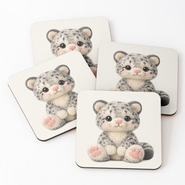 Item preview, Cute Knitted Snow Leopard Plush | Kawaii Handmade Crochet Cottagecore designed and sold by Moons Studio.