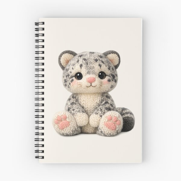 Item preview, Cute Knitted Snow Leopard Plush | Kawaii Handmade Crochet Cottagecore designed and sold by Moons Studio.