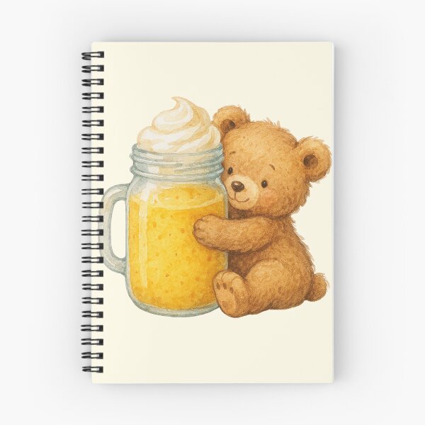 Item preview, Cozy Teddy Bear Hugging Mango Smoothie designed and sold by CatandTea.