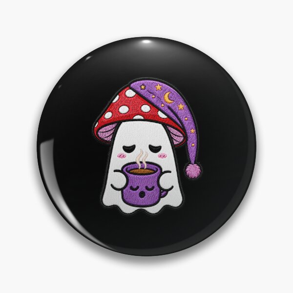 Item preview, Sleepy Ghost Coffee Kawaii Embroidery Patch Design Cute Mushroom Boo designed and sold by ColorSplash123.