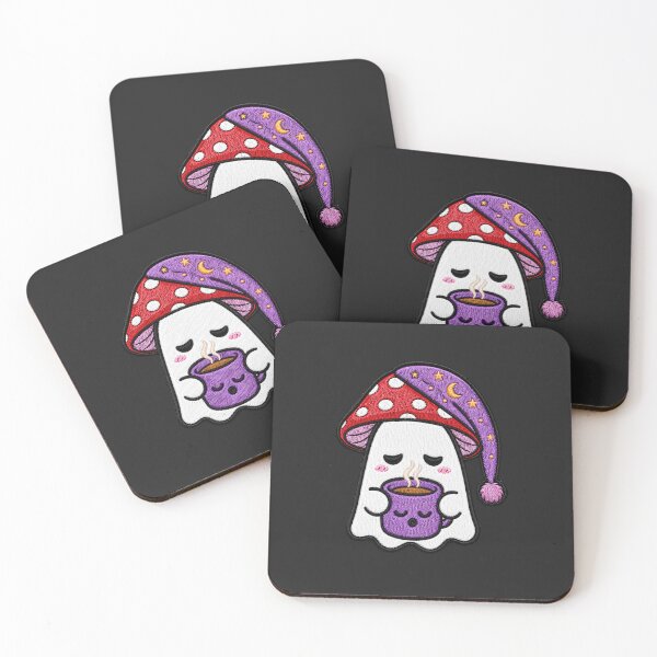 Item preview, Sleepy Ghost Coffee Kawaii Embroidery Patch Design Cute Mushroom Boo designed and sold by ColorSplash123.
