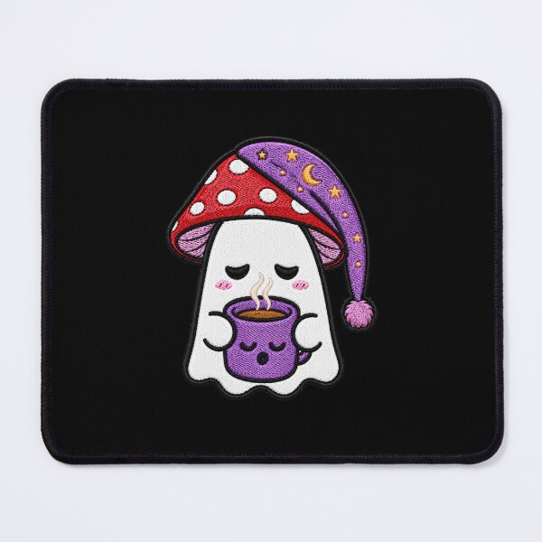 Item preview, Sleepy Ghost Coffee Kawaii Embroidery Patch Design Cute Mushroom Boo designed and sold by ColorSplash123.