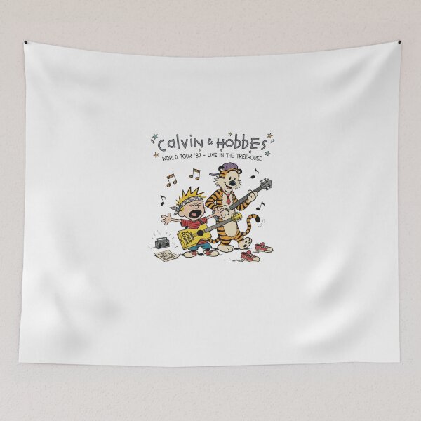 Item preview, Boy and Tiger Play Music, Calvin and Hobbes, Classic Cartoon, Classic Comics designed and sold by memoryweaverart.