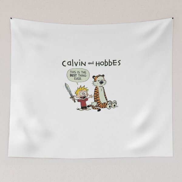 Item preview, Boy and Tiger, Calvin and Hobbes vintage 90s, Classic Cartoon, Classic Comic designed and sold by memoryweaverart.