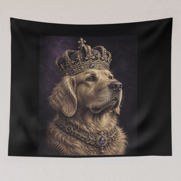Item preview, Golden Retriever Royal Portrait Art Print | Majestic Dog King Crown Engraving | Regal Dog Lover Wall Decor designed and sold by Panom Suavichien.