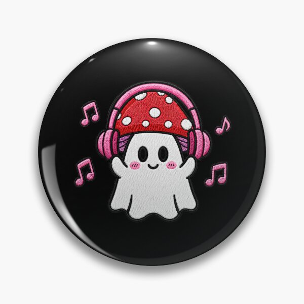 Item preview, Cute Ghost Music Lover Kawaii Embroidery Patch Design Mushroom Boo designed and sold by ColorSplash123.