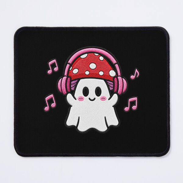 Item preview, Cute Ghost Music Lover Kawaii Embroidery Patch Design Mushroom Boo designed and sold by ColorSplash123.