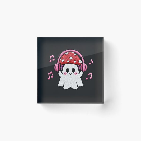 Item preview, Cute Ghost Music Lover Kawaii Embroidery Patch Design Mushroom Boo designed and sold by ColorSplash123.