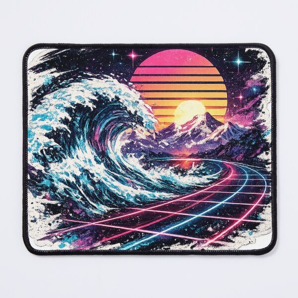 Item preview, Synthwave Mountain Wave Landscape - Neon Retro Art designed and sold by irfanshikh.