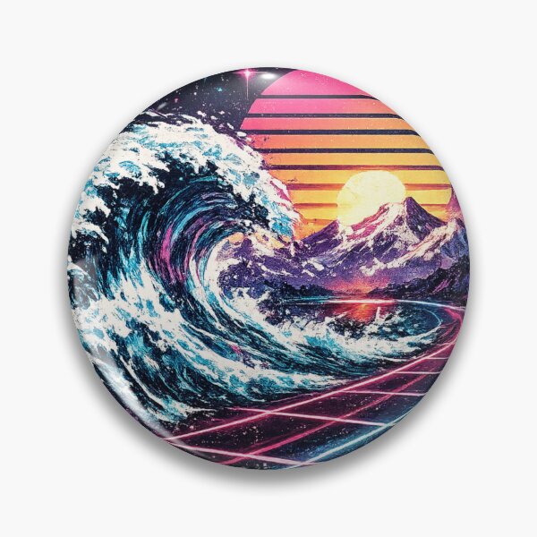 Item preview, Synthwave Mountain Wave Landscape - Neon Retro Art designed and sold by irfanshikh.