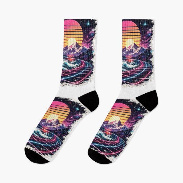 Item preview, Synthwave Mountain Wave Landscape - Neon Retro Art designed and sold by irfanshikh.