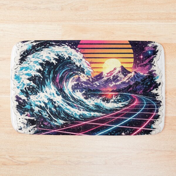 Item preview, Synthwave Mountain Wave Landscape - Neon Retro Art designed and sold by irfanshikh.