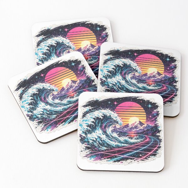 Item preview, Synthwave Mountain Wave Landscape - Neon Retro Art designed and sold by irfanshikh.