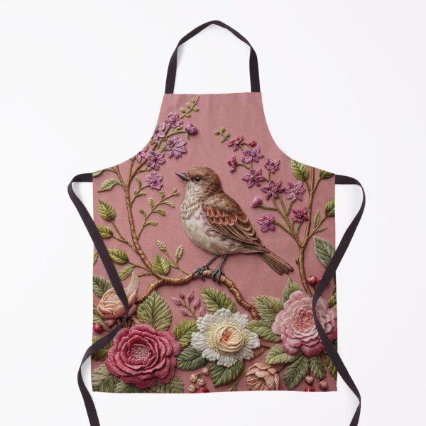 Item preview, Blush Songbird Botanical Faux Embroidery designed and sold by HavuNordicShop.