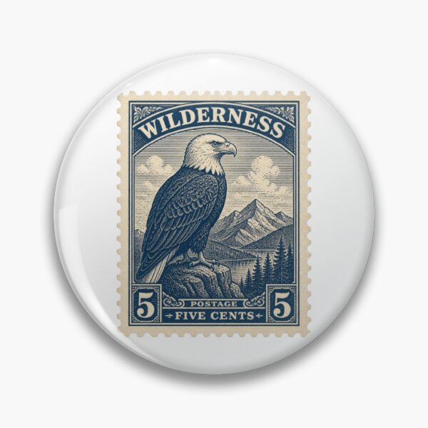 Item preview, Vintage Wilderness Eagle Postage Stamp Art designed and sold by ByKayaPrints.