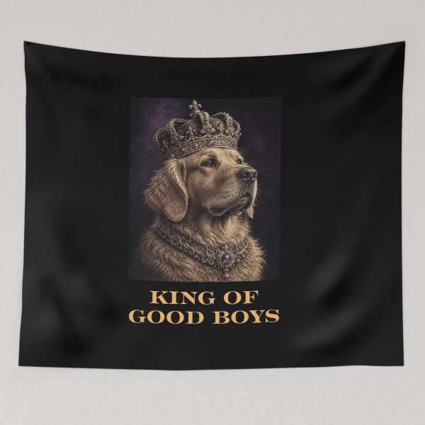 Item preview, King of Good Boys Golden Retriever Royal Art Print | Majestic Dog Crown Engraving | Regal Dog Lover Gift designed and sold by Panom Suavichien.