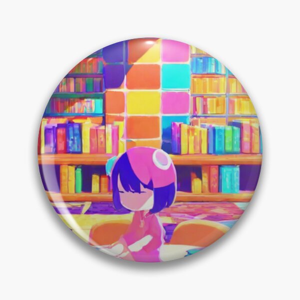 Item preview, Digital Art - Anime Style Illustration in a Library, Psychedelic Palette designed and sold by Reverso-Design.