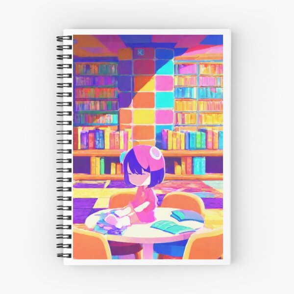Item preview, Digital Art - Anime Style Illustration in a Library, Psychedelic Palette designed and sold by Reverso-Design.
