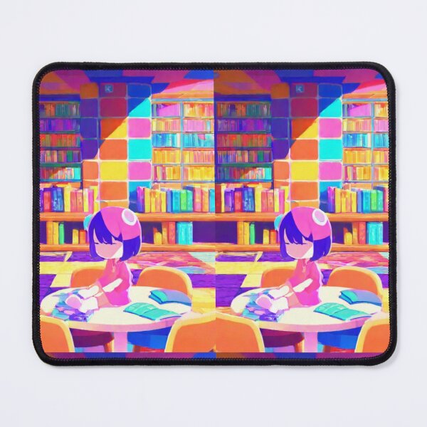 Item preview, Digital Art - Anime Style Illustration in a Library, Psychedelic Palette designed and sold by Reverso-Design.
