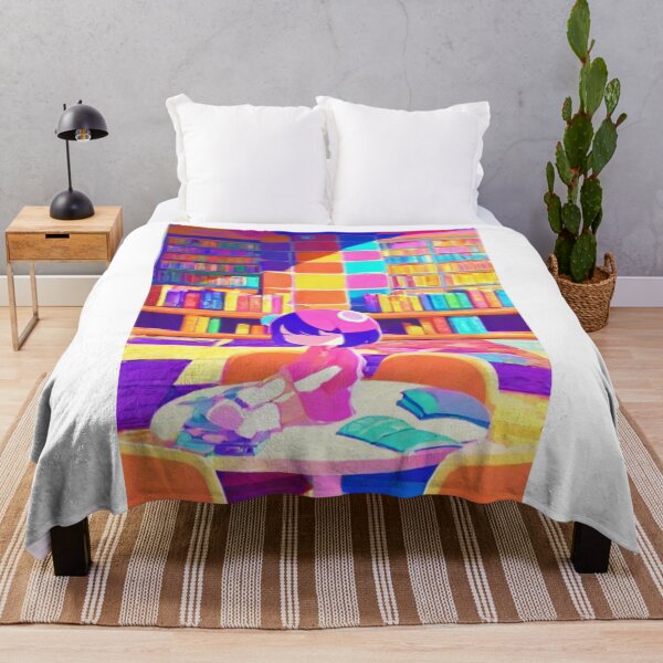 Item preview, Digital Art - Anime Style Illustration in a Library, Psychedelic Palette designed and sold by Reverso-Design.