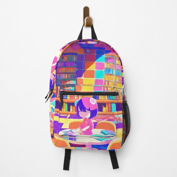 Artikelvorschau, Digital Art - Anime Style Illustration in a Library, Psychedelic Palette entworfen und verkauft von Reverso-Design.