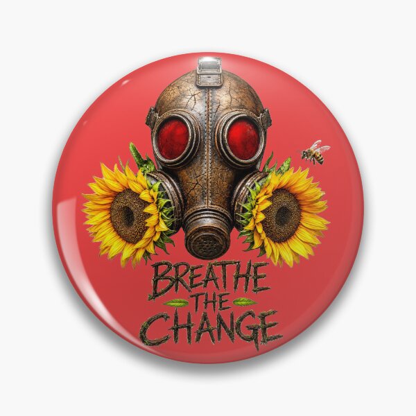 Item preview, Breathe the Change – Sunflowers, Bee & Vintage Gas Mask | Environmental Nature Art designed and sold by puzzell.