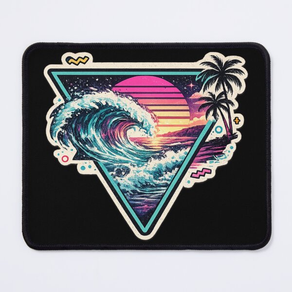 Item preview, Synthwave Ocean Wave Sunset Palm Trees - Vaporwave Beach designed and sold by irfanshikh.