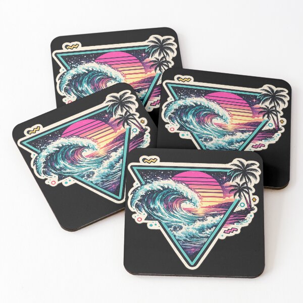 Item preview, Synthwave Ocean Wave Sunset Palm Trees - Vaporwave Beach designed and sold by irfanshikh.