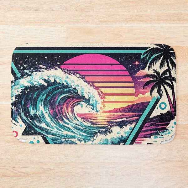 Item preview, Synthwave Ocean Wave Sunset Palm Trees - Vaporwave Beach designed and sold by irfanshikh.