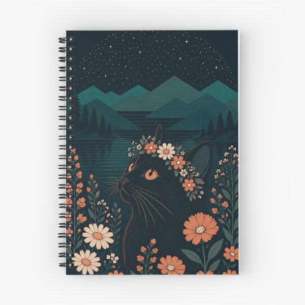 Item preview, Black Cat by Moonlit Lake Cottagecore Vintage Nature Art designed and sold by AtlantiqArt.