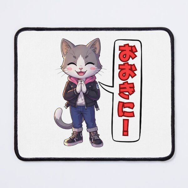 Item preview, Cute Anime Cat Saying Ookini (Thank You) in Japanese designed and sold by tigre555.