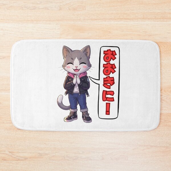 Item preview, Cute Anime Cat Saying Ookini (Thank You) in Japanese designed and sold by tigre555.
