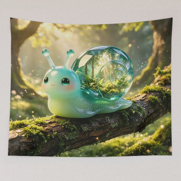 Item preview, The Forest Guardian - Magical Emerald Snail with Living Ecosystem Shell designed and sold by ABYSSLAB.