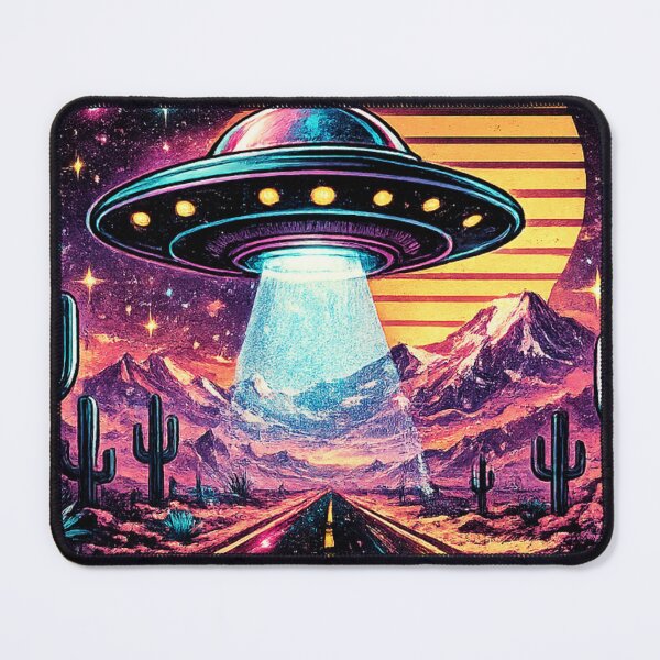 Item preview, UFO Alien Desert Synthwave - Neon Retro Sci-Fi designed and sold by irfanshikh.